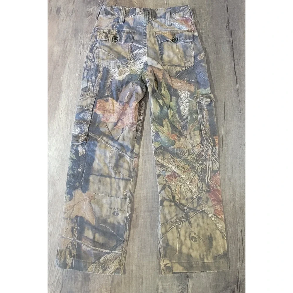 Mossy Oak Hunting Cargo Pants Unisex‎ Medium 8 Youth Camo Adjustable Waist EUC